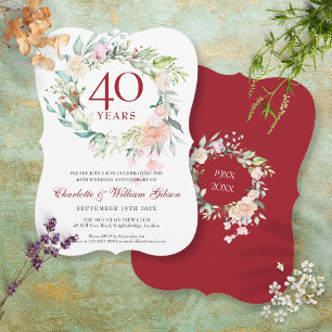 Convites Garra de Rosas do 40º Aniversário de Casamento Rub