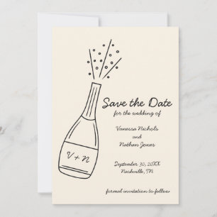 Convites Garrafa de Champanhe Estalando Save the Date