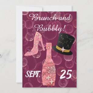 Convites Garrafa de Champanhe Rose Bubbly & Brunch & Glitte