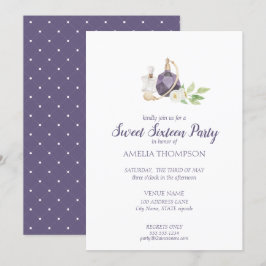 Convites Garrafa de Perfume de Aquarela Doce Dezesseis Aniv