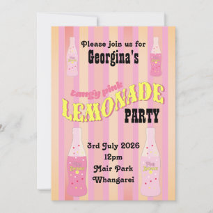 Convites Garrafa de Refrigerante Vintage Pink Lemonade Ombr