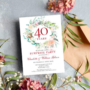 Convites Garrafa de Rosas para Festa Surpresa de 40º Aniver