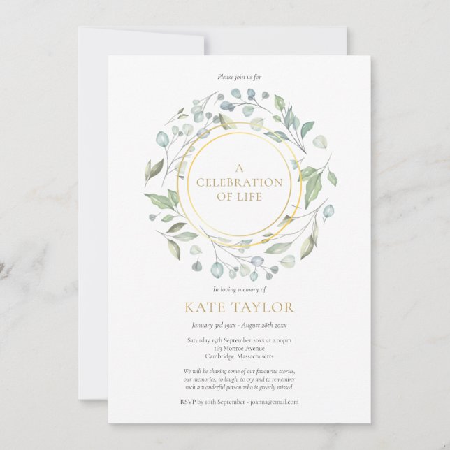 Convites Garrafa de Verdura Elegante Celebração de Vida Dou (Frente)