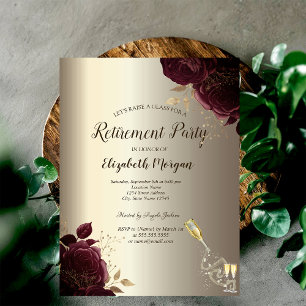 Convites Garrafa de Vidro, Rosas Burgundy Champanhe Aposent