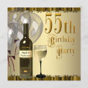 Convites Garrafa de Vinho Cálice Dourado Festa de Aniversár