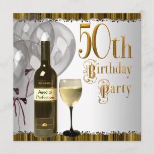 Convites Garrafa de Vinho com Copo Preto e Dourado para Ani