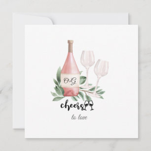 Convites Garrafa de Vinho Rosé Brindes ao Amor Aquarela Cas