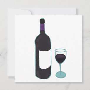 Convites Garrafa de Vinho Tinto e Copo