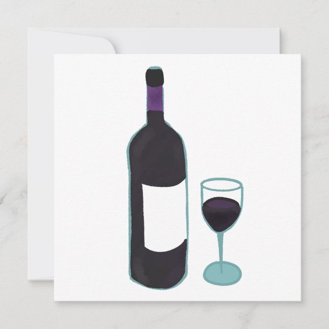 Convites Garrafa de Vinho Tinto e Copo (Frente)