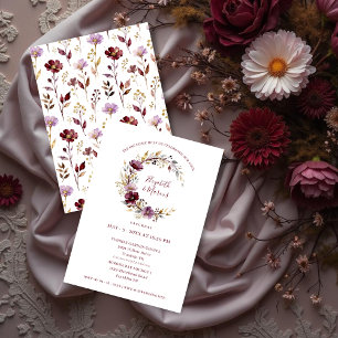 Convites Garrafa Floral de Casamento Burgundy Exquisita