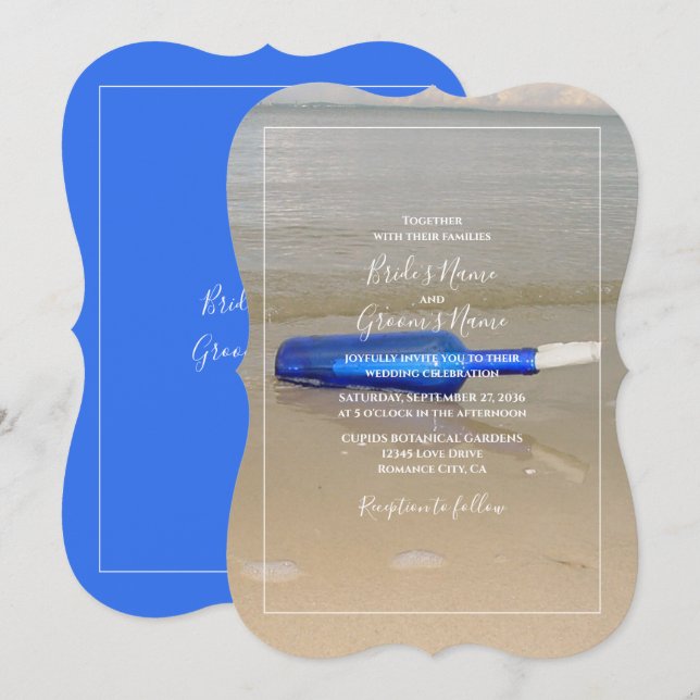 Convites Garrafa Na Areia Da Praia Casamento (Frente/Verso)