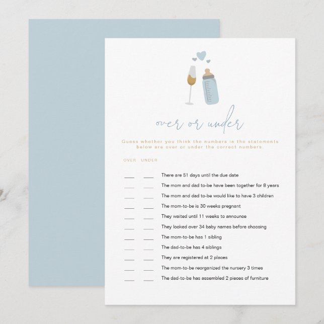 Convites Garrafas azuis da ANDI sobre ou sob o jogo do bebê (Frente/Verso)