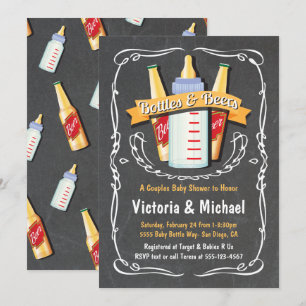 Convites Garrafas para bebês e Chás de fraldas de cerveja