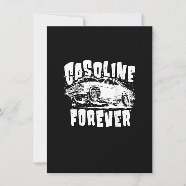 Convites Gasoline Forever Funny Gas Cars Tees (Frente)