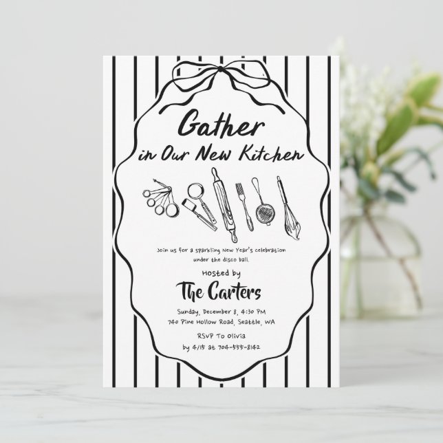 Convites Gather in Our New Kitchen Housewarming (Em pé/Frente)