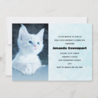 Gatinho branco e bonito com Bonito aniversário de 