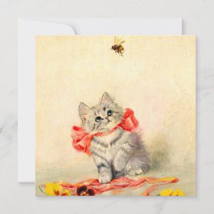 Convites Gatinho com Fita Vermelha