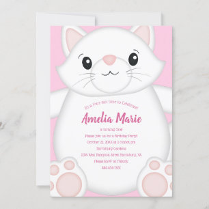 Convites Gatinho de Festa de aniversário de gato rosa