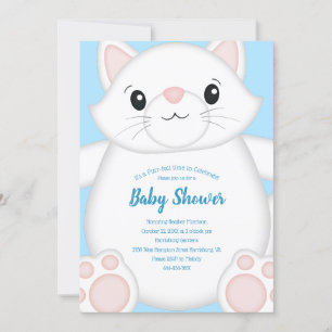 Convites Gatinho de Gato - Chá de fraldas Azul