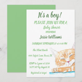 Convites Gatinho de Gato Gato Gato Gatinho Menino Verde