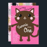 Convites Gatinho Festa de aniversário de Cat Kid<br><div class="desc">Um adorável gatinho de desenho animado está aqui para ajudar seu filho a celebrar seu aniversário! Excelente para um primeiro aniversário ou um dia-b em qualquer idade! Perfeito para um amante de gatinhos fofos,  ou apenas uma criança que ama animais!</div>