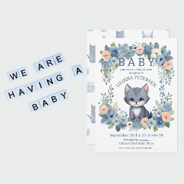 Convites Gatinho Gatinho Gatinho Pastel Blue Boy Invit