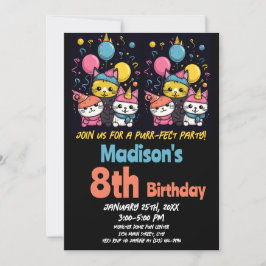 Convites Gatinho Gato Gato Gato de Purr-Fect Aniversário