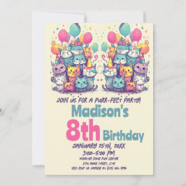 Convites Gatinho Gato Gato Gato de Purr-Fect Aniversário