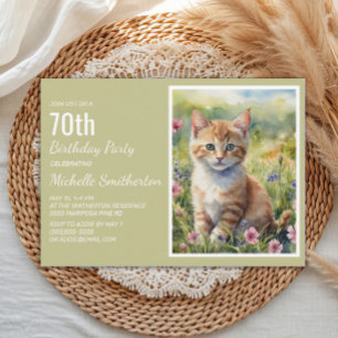 Convites Gatinho Laranja Amarelo Amante de Gatos Aniversári