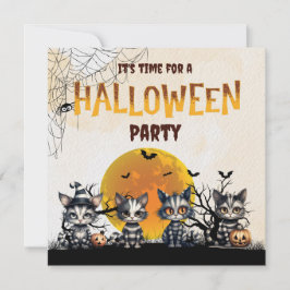 Convites Gatinhos Fantasmas de Halloween, de Preto-Branco,