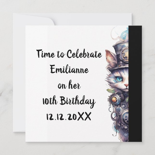 Convites Gato 1 Gatinho e chapéus de água (Frente)