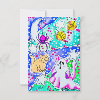 Convites Gato Assustador & Fantasma
