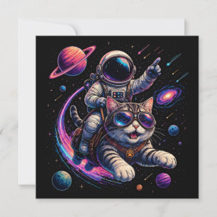 Convites Gato astronauta passeando pelo espaço