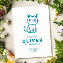 Gato azul aniversário CORES PERSONALIZADAS