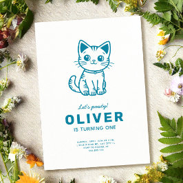 Convites Gato azul aniversário CORES PERSONALIZADAS