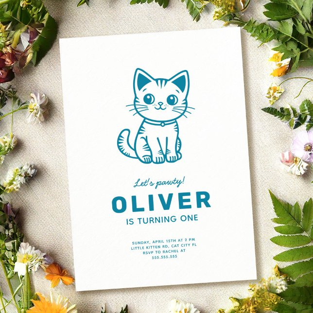 Convites Gato azul aniversário CORES PERSONALIZADAS (Criador carregado)