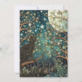 Convites Gato boho céu noturno estrelado floresta