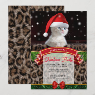 Convites Gato Branco no Chapéu do Papai Noel