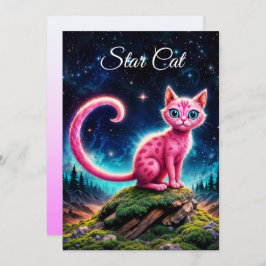 Convites Gato brilhante, longa cauda, arte de olhos azuis