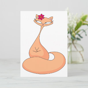 Convites Gato com Gatinho Kawaii Cute Flor