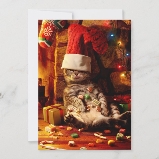 Convites Gato Com Meia na Cabeça (Frente)