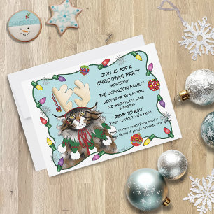 Convites Gato de Antler Engraçado Natal