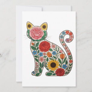 Convites Gato de Flor Flores Silvestres Amante de Gatinho