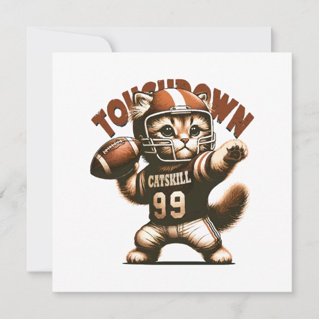 Convites Gato de Futebol Americano - Touchdown Purrfeição (Frente)