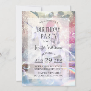 Convites Gato de galáxia arco-íris cavalgando unicórnio no 