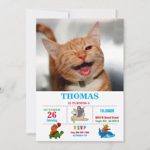 Convites Gato de mesa bonito chorando com um olho