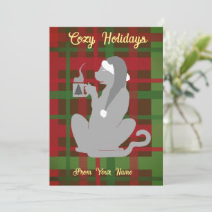 Convites Gato de Natal com Mug, cinza, personalize-o