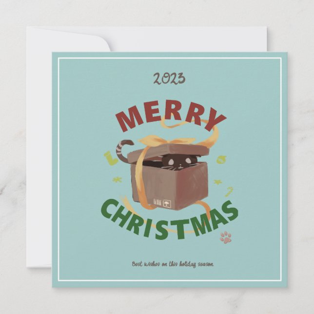 Convites Gato De Natal Em Cartonagem (Frente)