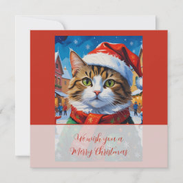 Convites Gato de Natal Festivo com Chapéu de Papai Noel
