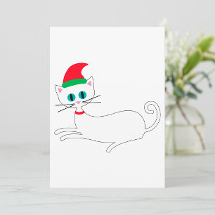 Convites Gato de Natal Usando Chapéu de Papai Noel